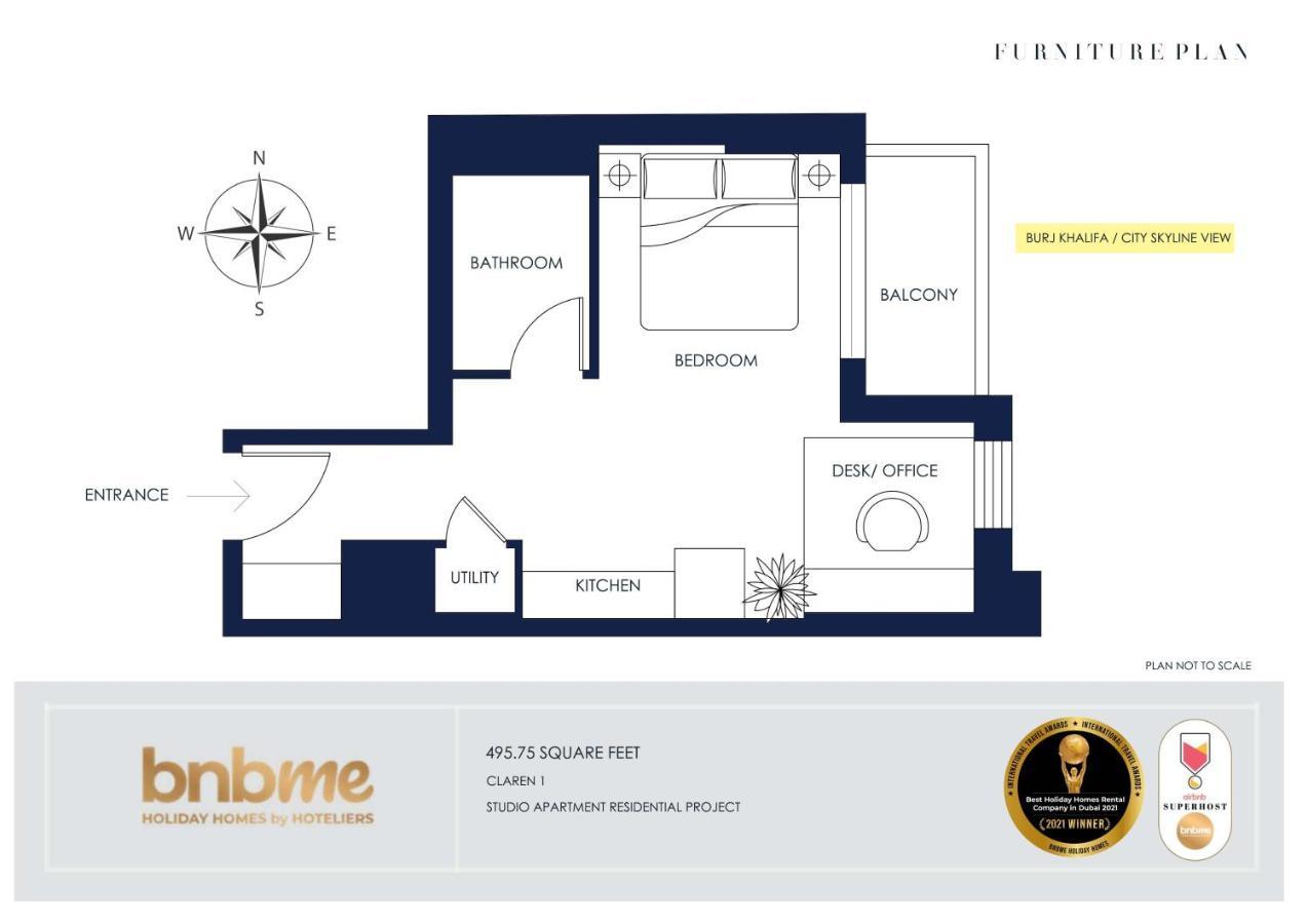 Bnbmehomes - Elegant & Stylish Studio In Downtown - 502 Dubaj Zewnętrze zdjęcie